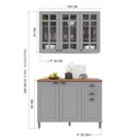 Ver imagem 4 de Cozinha 2 Peças Balcão 1,20m com Tampo e Armário 3 Portas de Vidro Titânio Fosco Amoudi
