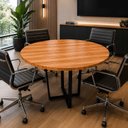 Ver imagem 1 de Mesa de Reunião Redonda 110cm em MDF Linha Executive Freijó e Preto