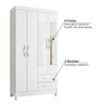Guarda Roupa Âmbar Flex com 4 Portas com Espelho - Branco - 3