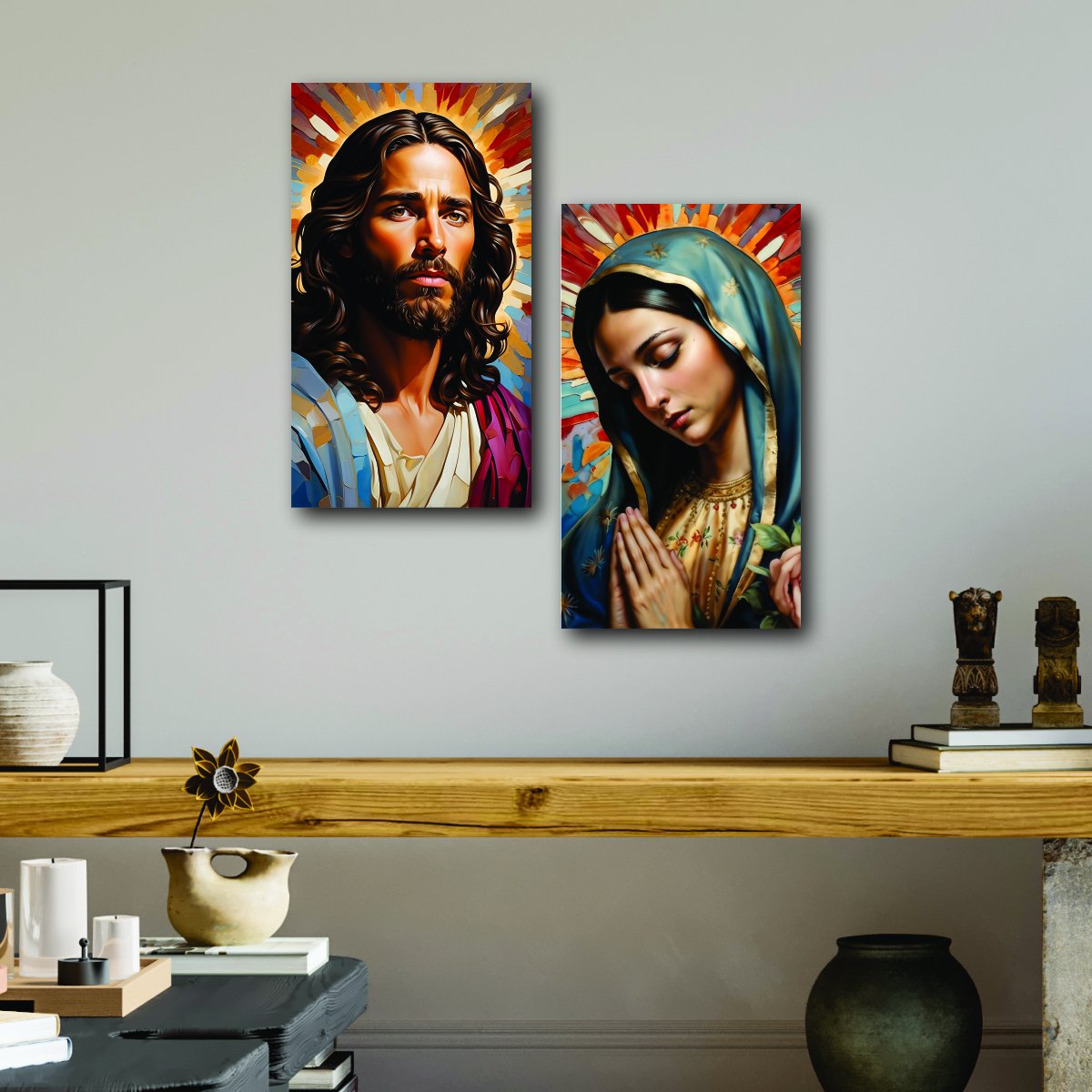 Quadro Decorativo Jesus Cristo Nossa Senhora Maria Católico:jesus Nossa Senhora - 2