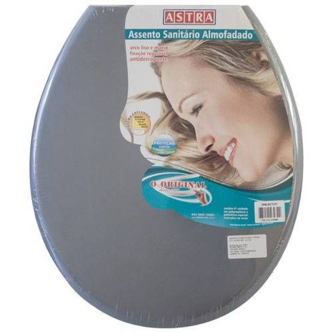 Assento Sanitário Almofadado Universal Cinza Escuro Astra