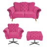 kit Poltrona, Namoradeira e Puff Berlim Base Giratoria de Metal Suede Pink - Amarena Móveis - 1