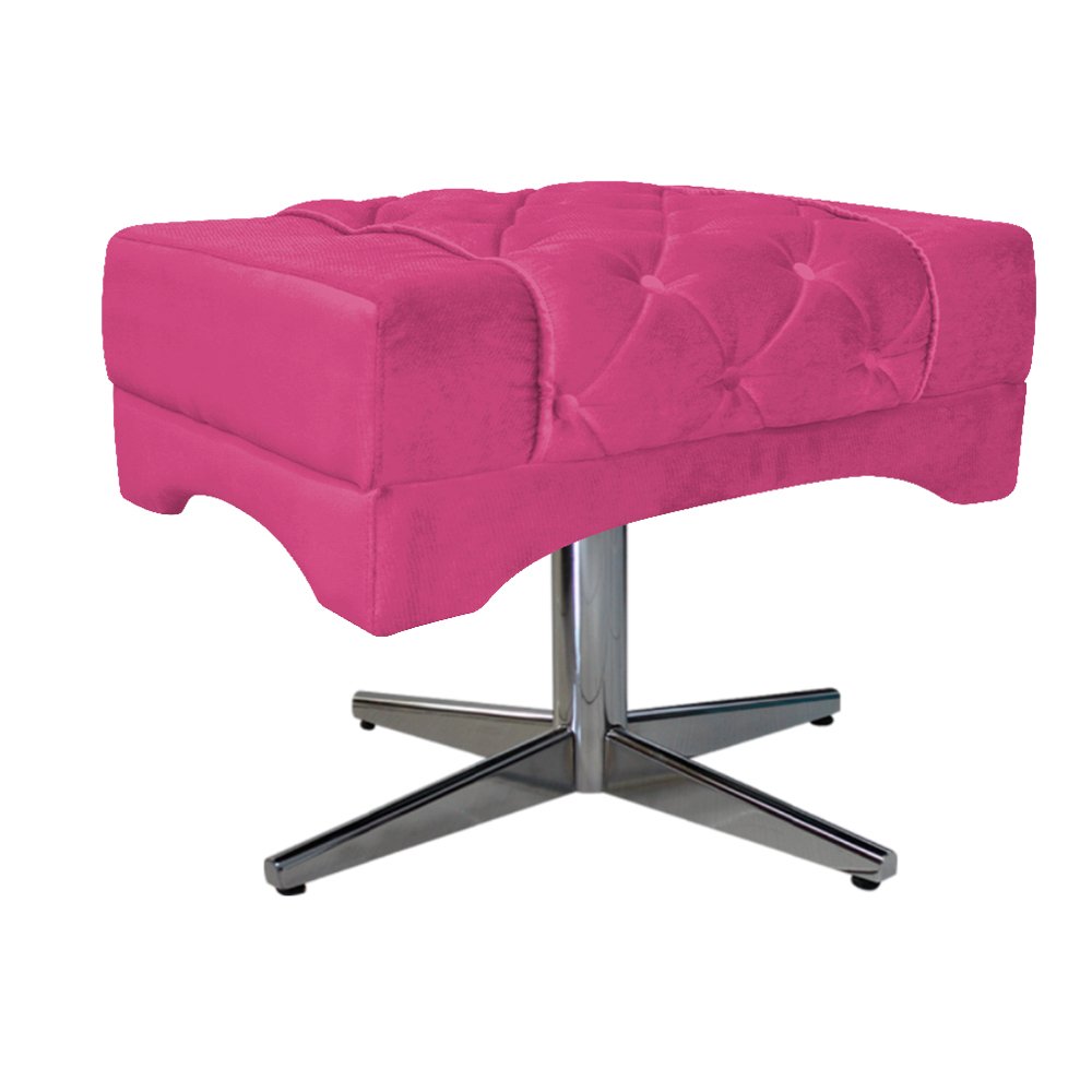 kit Poltrona, Namoradeira e Puff Berlim Base Giratoria de Metal Suede Pink - Amarena Móveis - 4