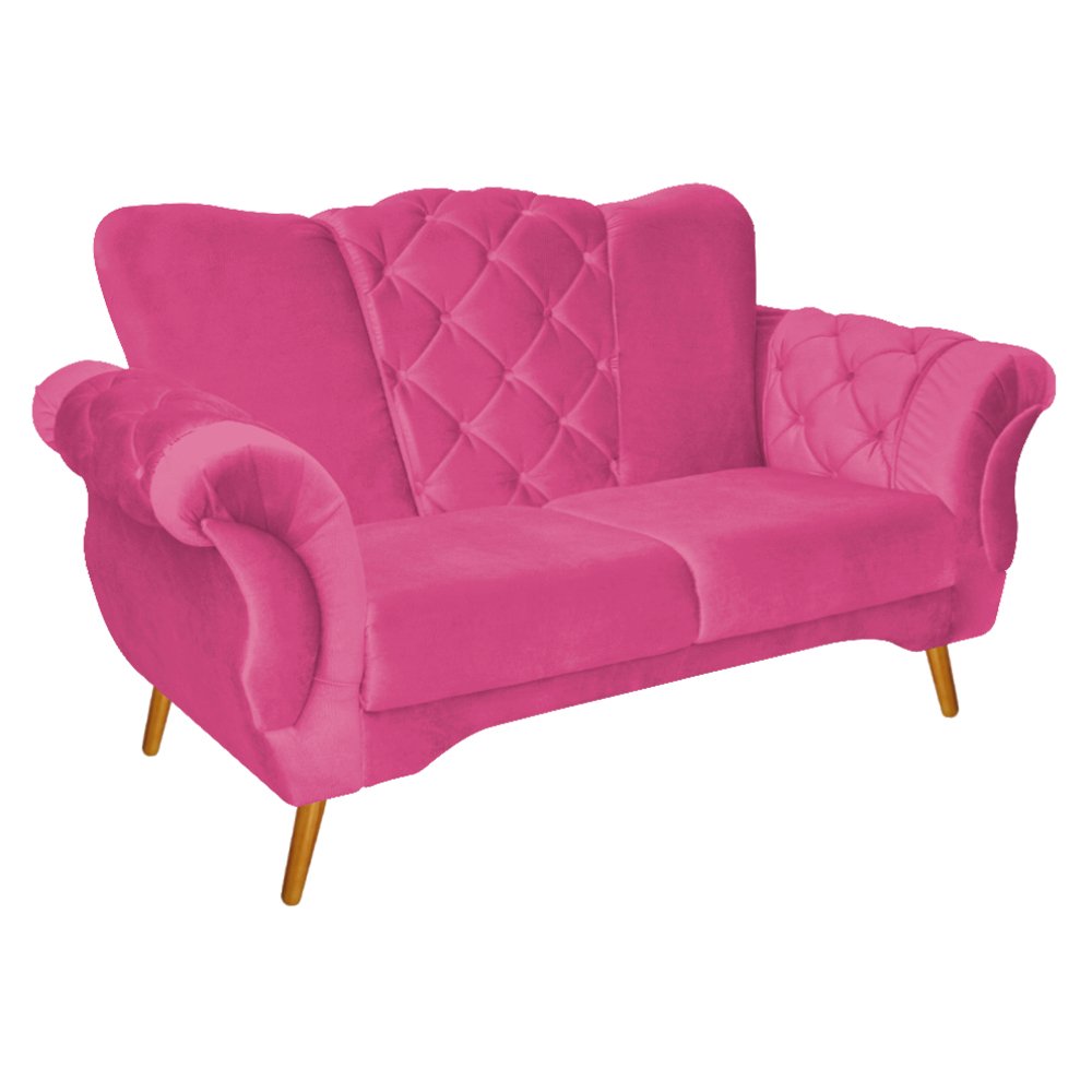 kit Poltrona, Namoradeira e Puff Berlim Base Giratoria de Metal Suede Pink - Amarena Móveis - 3