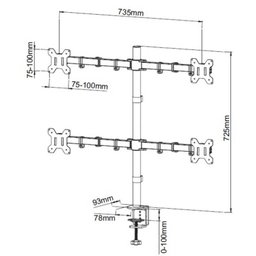 Suporte Hercule 4000 Para 4 Monitores de Até 27 Padrão Vesa 75/100 - 7