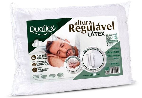 Travesseiro Altura Regulável Látex 50cm x 70cm Duoflex