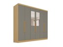 Ver imagem 4 de Guarda-Roupa Casal com Espelho 6 Portas 180cm Multimóveis Madeirado/Cinza