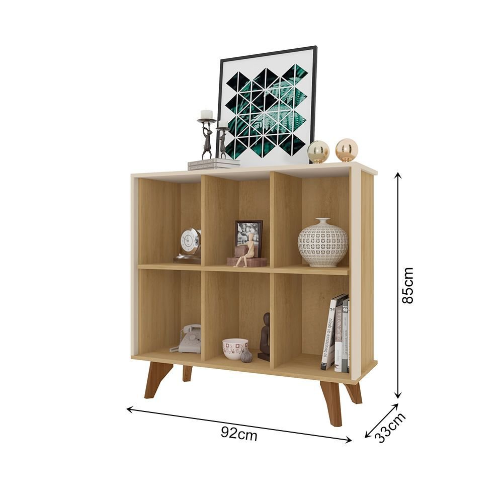 Estante Organizadora de Livros com 6 Nichos Modelo Panamá Cinamomo Off White - 3