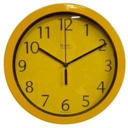 Relógio 6718 De Parede Alumínio 25 Cm Amarelo Vidro Herweg - 1