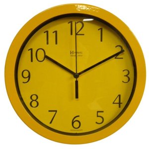 Relógio 6718 De Parede Alumínio 25 Cm Amarelo Vidro Herweg
