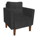 Ver imagem 4 de Poltrona Sala Decorativa Kit 2 Livia Pé Madeira Castanho Suede Grafite M11 - D'Rossi