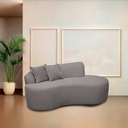 Sofá Feijão Orgânico Curvo Decorativo Forma Orgânica Linho para Sala e Escritorio - 4