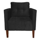 Ver imagem 2 de Poltrona Sala Decorativa Livia Pé Madeira Castanho Suede Preto M11 - D'Rossi