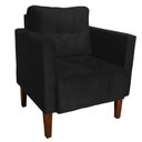 Ver imagem 1 de Poltrona Sala Decorativa Livia Pé Madeira Castanho Suede Preto M11 - D'Rossi