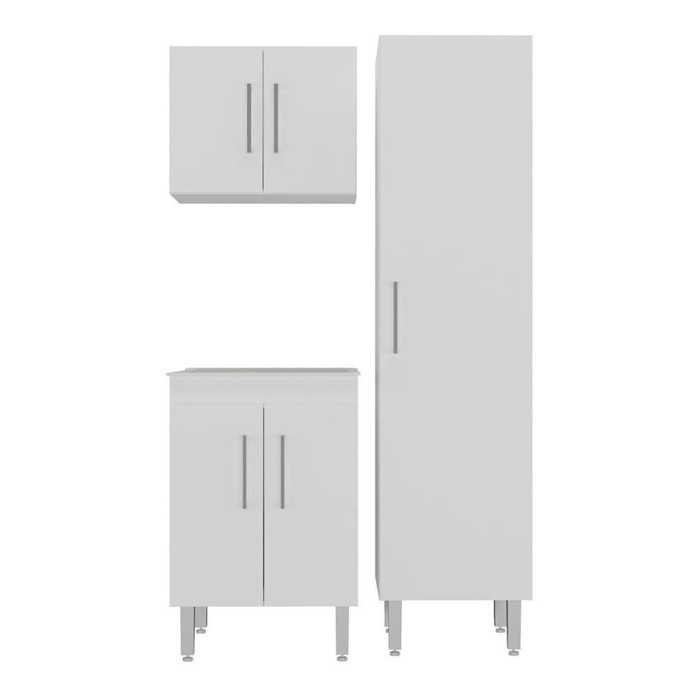 Conjunto Armários de Lavanderia com Gabinete e Tanque 45l Multimóveis Cr30041 Branco - 7