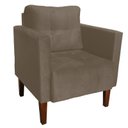 Ver imagem 1 de Poltrona Sala Decorativa Livia Pé Madeira Castanho Suede Marrom Rato M11 - D'Rossi