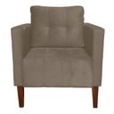 Ver imagem 2 de Poltrona Sala Decorativa Livia Pé Madeira Castanho Suede Marrom Rato M11 - D'Rossi