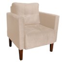 Ver imagem 1 de Poltrona Sala Decorativa Livia Pé Madeira Castanho Suede Bege M11 - D'Rossi