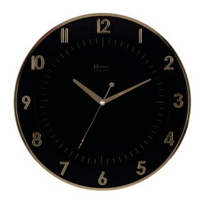 Relógio 6803 Parede 35cm Tic-tac Preto Dourado Ouro Herweg