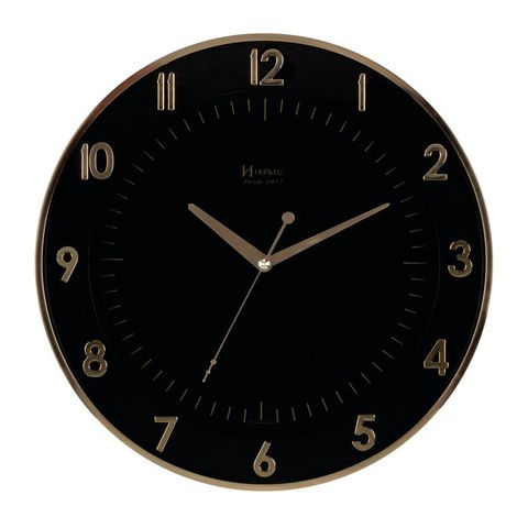 Relógio 6803 Parede 35cm Tic-tac Preto Dourado Ouro Herweg