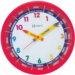 Relógio 6690 Parede 26 cm Vermelho Educativo Infantil Herweg - 1