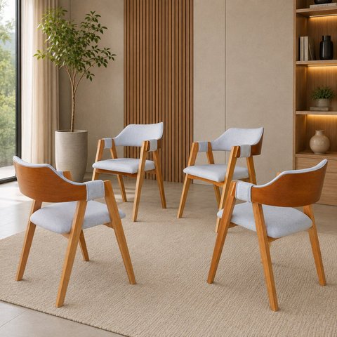 Kit 4 Poltronas Lux Design Moderno Confortável Sala de Estar Recepção & Living