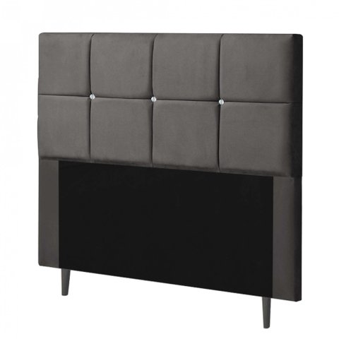 Cabeceira Estofada Poliana 195CM King Strass Courino Cinza - D A DECOR