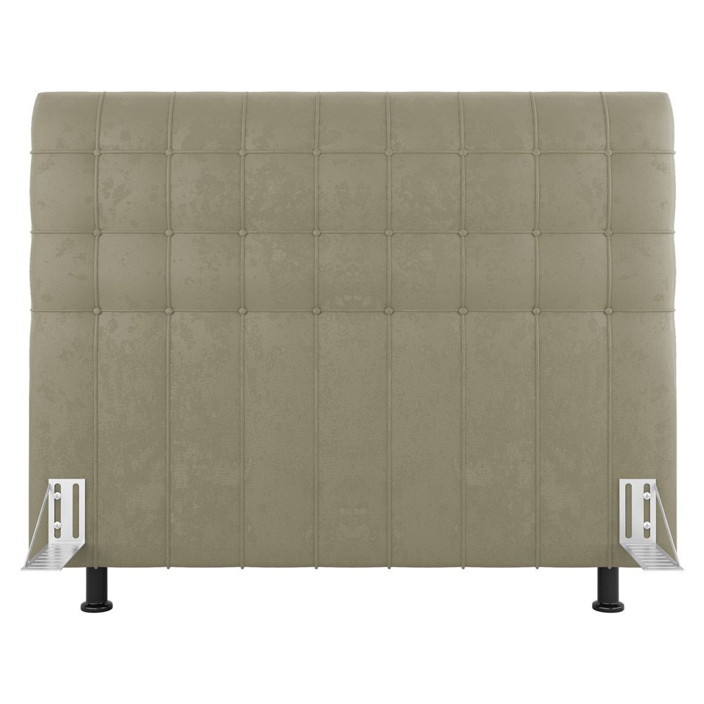 Cabeceira Cama Box Casal King Size Dahlia 195cm Com Frame Sintético Bege - Desk Design - 3