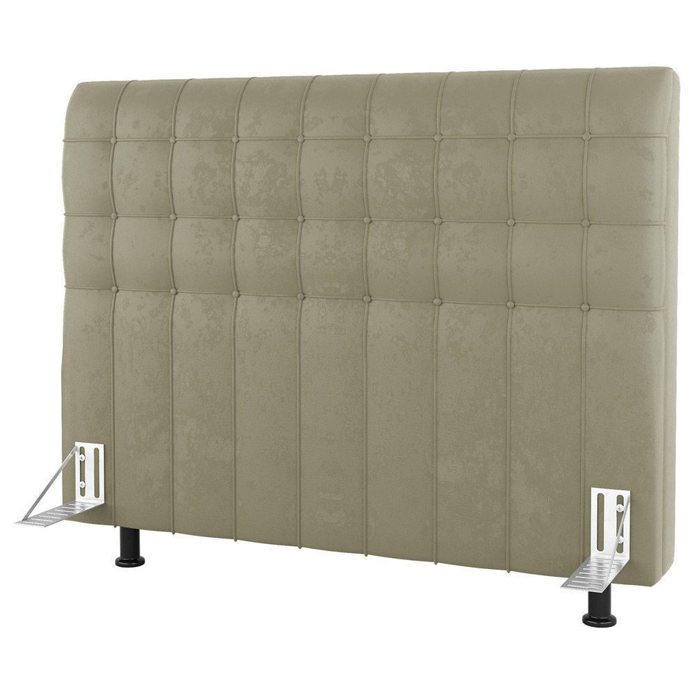 Cabeceira Cama Box Casal King Size Dahlia 195cm Com Frame Sintético Bege - Desk Design - 1