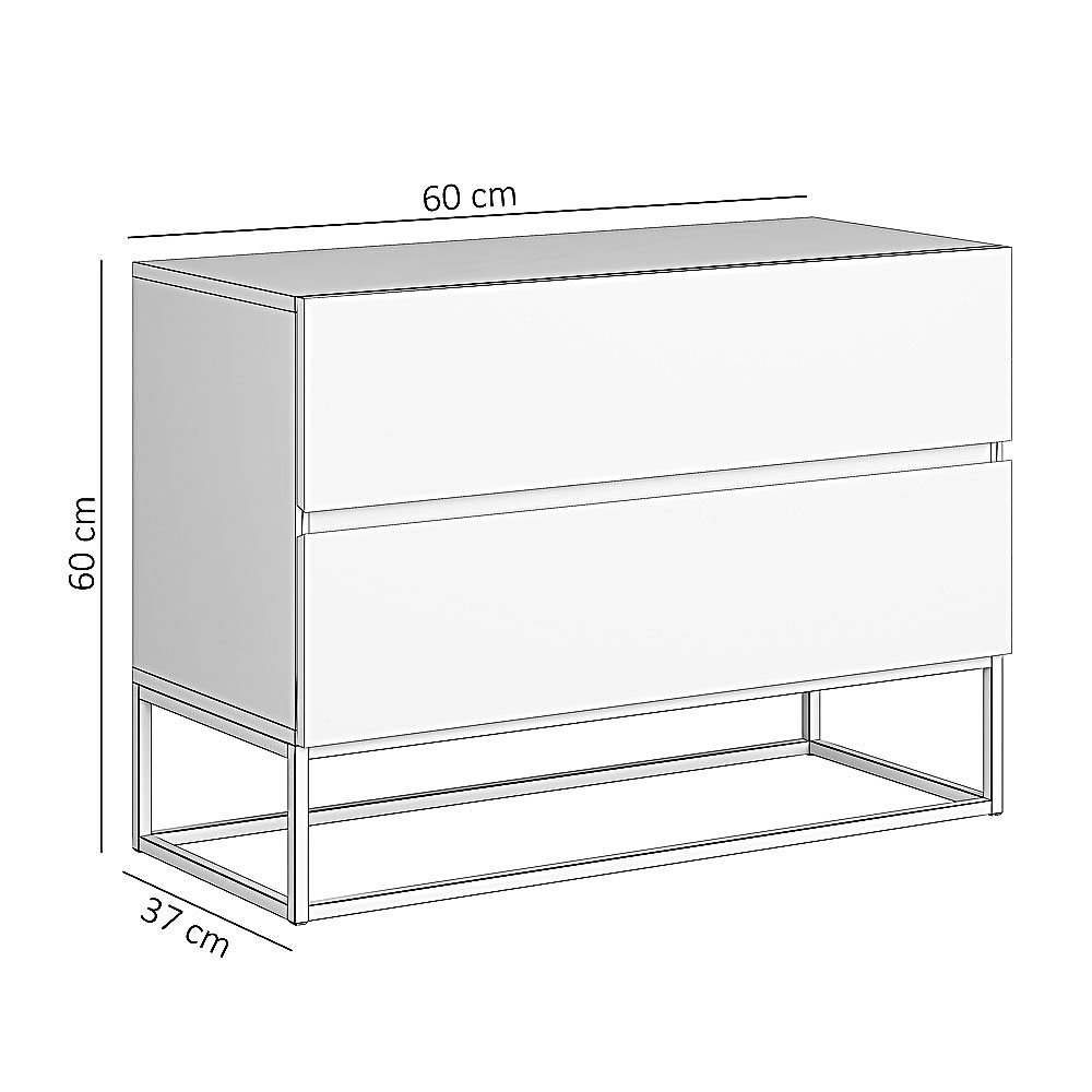 Mesa de Cabeceira 2 Gavetas Cor Preto para Cama Casal com Pés de Ferro Estilo Industrial Preto - 3