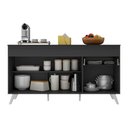 Ver imagem 4 de Balcão Cozinha Gabinete Pia 150 Cm 3 Portas 1 Gaveta Veneza Multimóveis Mp3740.898 Preto/branco