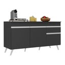 Ver imagem 1 de Balcão Cozinha Gabinete Pia 150 Cm 3 Portas 1 Gaveta Veneza Multimóveis Mp3740.898 Preto/branco