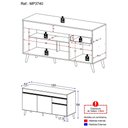 Ver imagem 3 de Balcão Cozinha Gabinete Pia 150 Cm 3 Portas 1 Gaveta Veneza Multimóveis Mp3740.898 Preto/branco