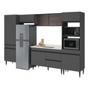 Ver imagem 2 de Armário de Cozinha Modulada Completa com Pia 313cm Milano Multimóveis MCR2394 Grafite/Creme
