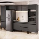 Ver imagem 1 de Armário de Cozinha Modulada Completa com Pia 313cm Milano Multimóveis MCR2394 Grafite/Creme