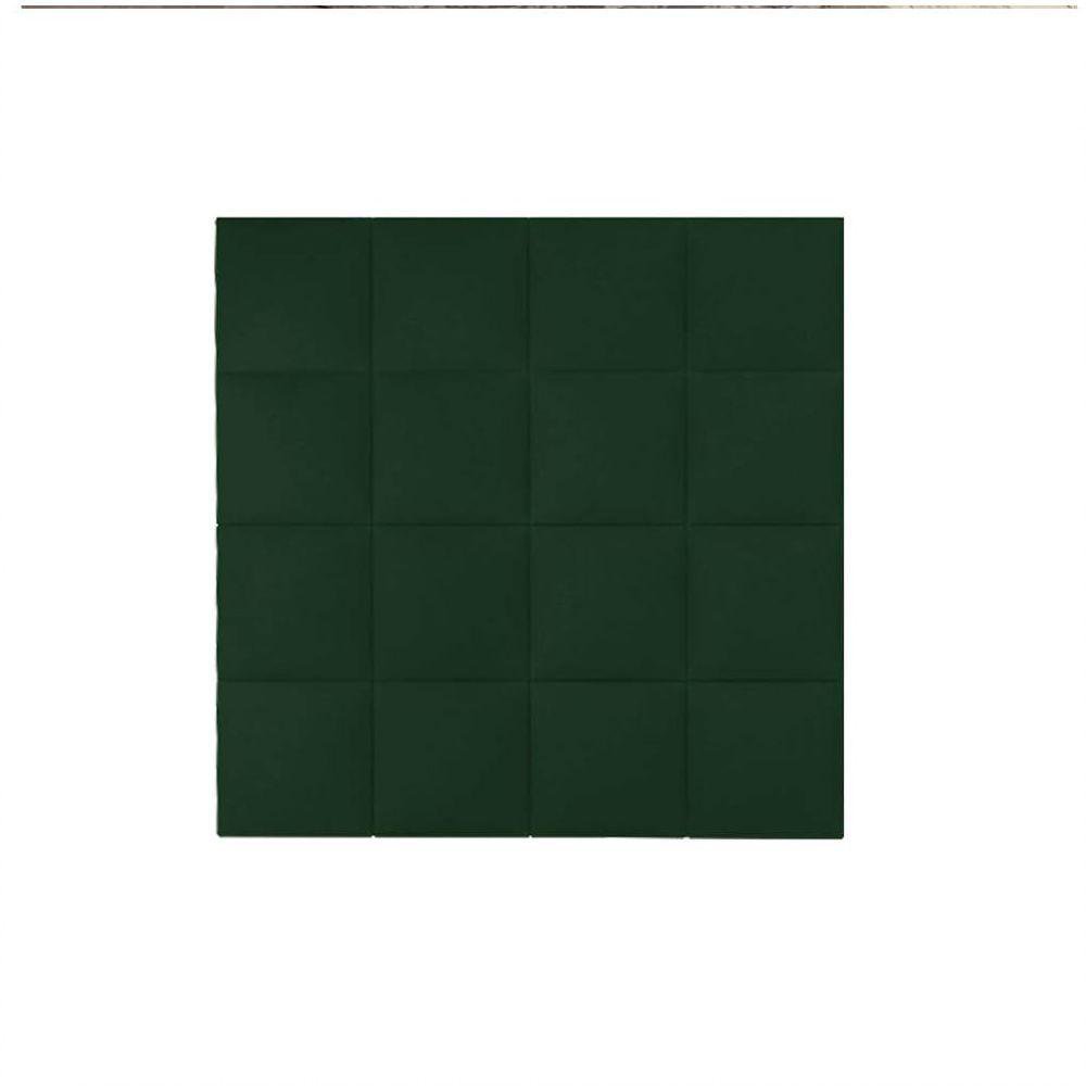 Cabeceira Quadrada Estofada Roma P02 100 Cm Solteiro Suede Cor Verde - 3