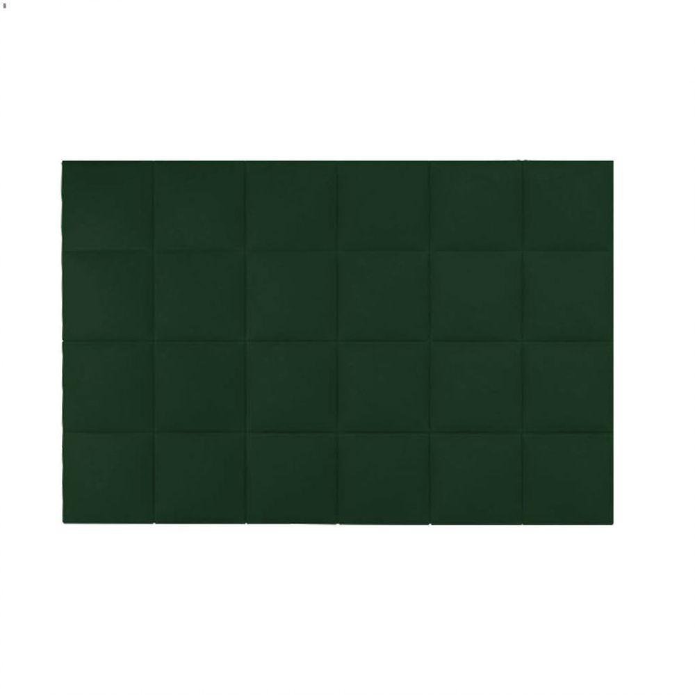 Cabeceira Quadrada Estofada Roma P02 100 Cm Solteiro Suede Cor Verde - 5