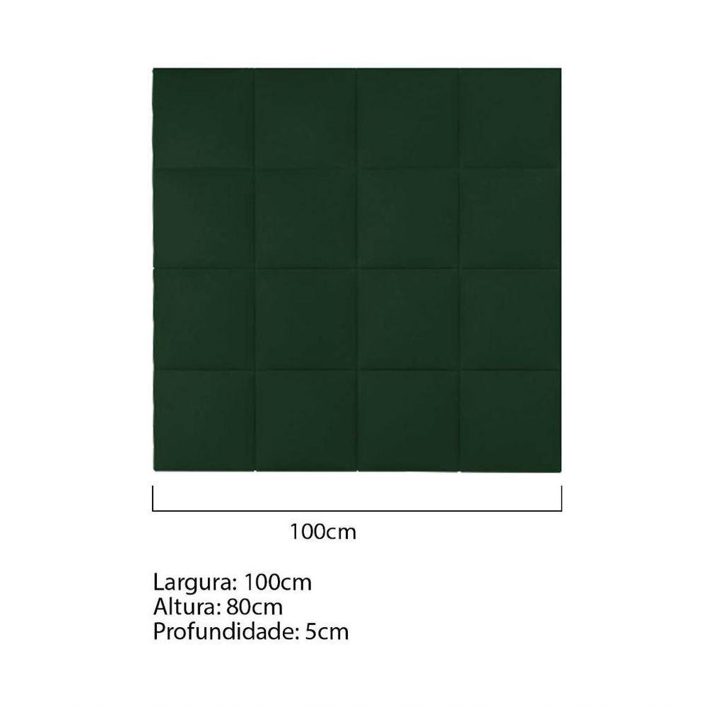 Cabeceira Quadrada Estofada Roma P02 100 Cm Solteiro Suede Cor Verde - 4