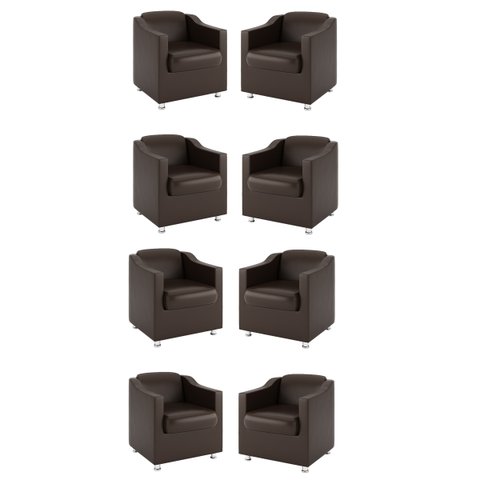 Kit 8 Poltronas Tilla para Salão Recepção – Balaqui Decor Cor:courino Marrom