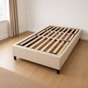 Ver imagem 1 de Cama Box Casal 138 x 188cm, 100% Madeira, Tecido Blindado com Veludo Bege