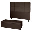 Ver imagem 1 de Kit Cabeceira Cama Box King com Recamier Bau Damares 195cm Corino Marrom - Ruotolo Decor