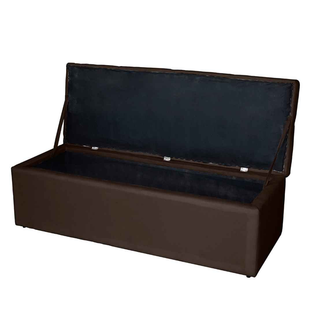 Kit Cabeceira Cama Box King com Recamier Bau Damares 195cm Corino Marrom - Ruotolo Decor - 4