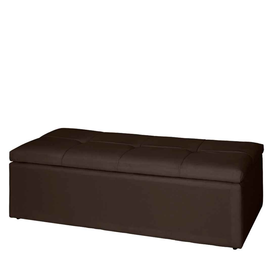 Kit Cabeceira Cama Box King com Recamier Bau Damares 195cm Corino Marrom - Ruotolo Decor - 3