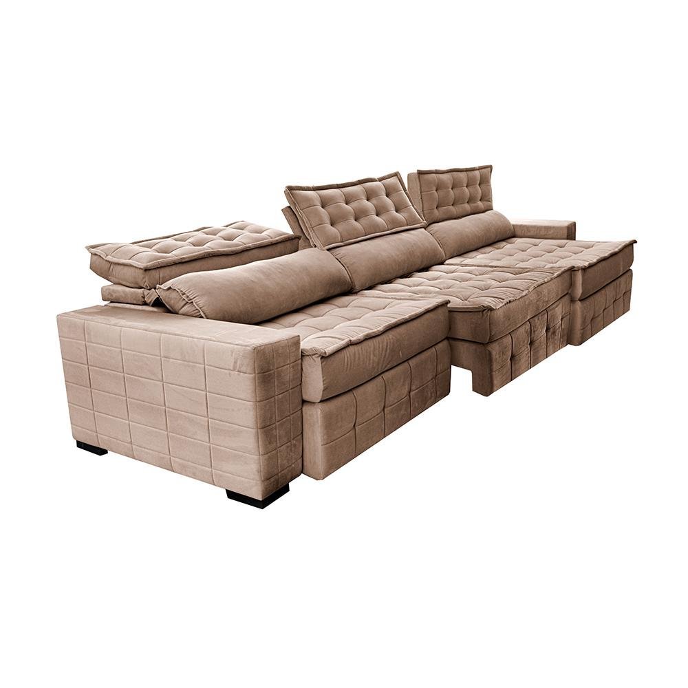 Sofá Retrátil e Reclinável 3,55m Cama inBox Big Puffer com SoftGel D40 Velupluma Castor - 8