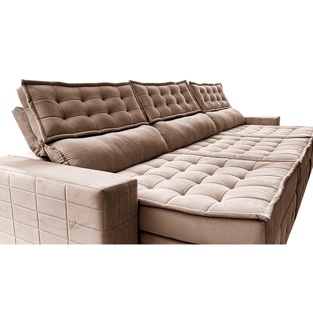Sofá Retrátil e Reclinável 3,55m Cama inBox Big Puffer com SoftGel D40 Velupluma Castor - 4