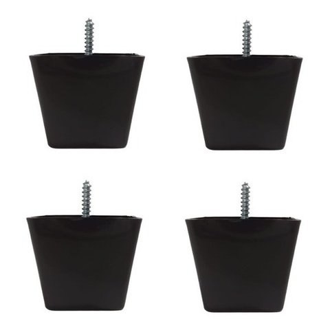 Kit 4 Pés para Sofa Rack Estofados Modelo Cadency Preto Trapézio Alt 6 Cm