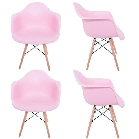 Kit 4 Cadeiras Melbourne Eiffel Charles Eames Base Madeira - Rosa - Factus