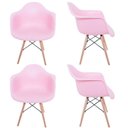 Ver imagem 1 de Kit 4 Cadeiras Melbourne Eiffel Charles Eames Base Madeira - Rosa - Factus