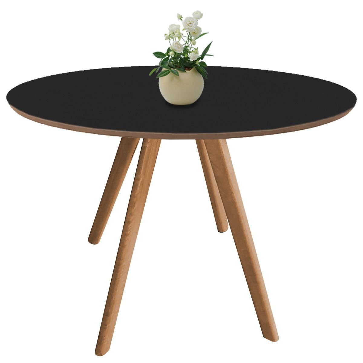 Jogo de Mesa de Jantar Leda 120cm e 4 Cadeiras Leda em Pp - Madeira Preta - Cinza - 1