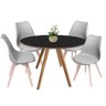 Jogo de Mesa de Jantar Leda 120cm e 4 Cadeiras Leda em Pp - Madeira Preta - Cinza - 3